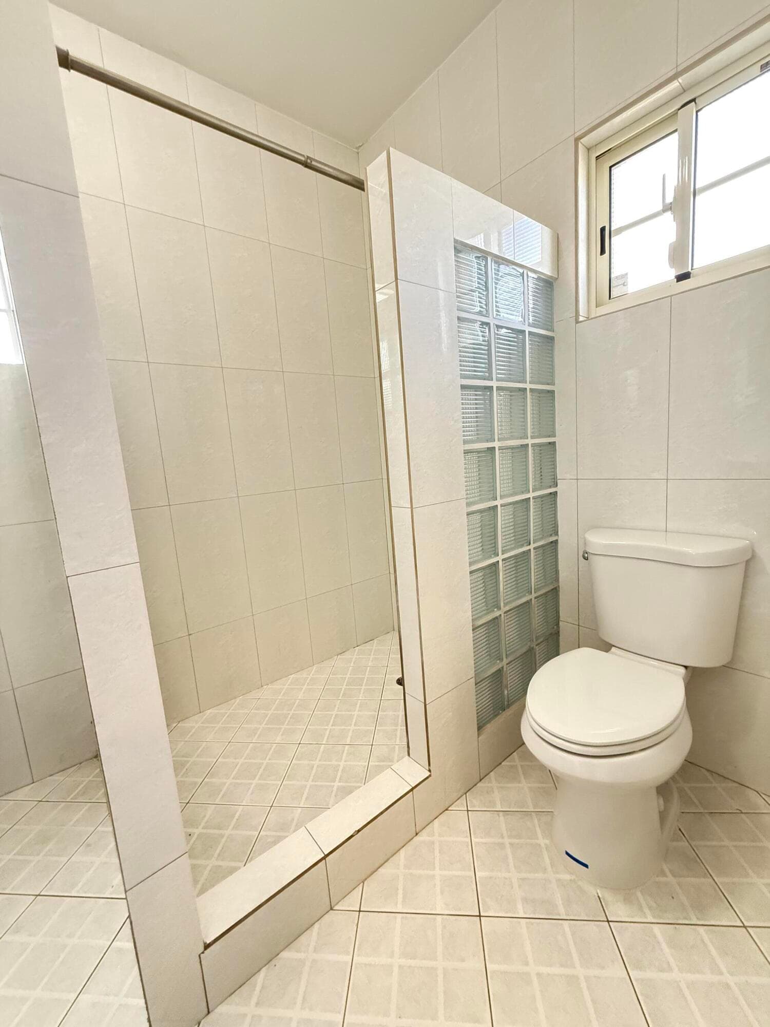 Walk in shower main bathroom